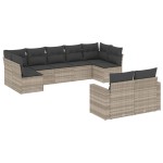 vidaXL Set canapele de grădină cu perne, 9 piese gri deschis poliratan vidaXL Set canapele de grădină cu perne, 9 piese gri deschis poliratan