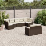 vidaXL Set canapele de grădină cu perne, 9 piese, maro, poliratan vidaXL Set canapele de grădină cu perne, 9 piese, maro, poliratan