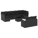 vidaXL Set canapele de grădină cu perne, 10 piese, negru, poliratan vidaXL Set canapele de grădină cu perne, 10 piese, negru, poliratan