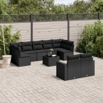 vidaXL Set canapele de grădină cu perne, 10 piese, negru, poliratan vidaXL Set canapele de grădină cu perne, 10 piese, negru, poliratan