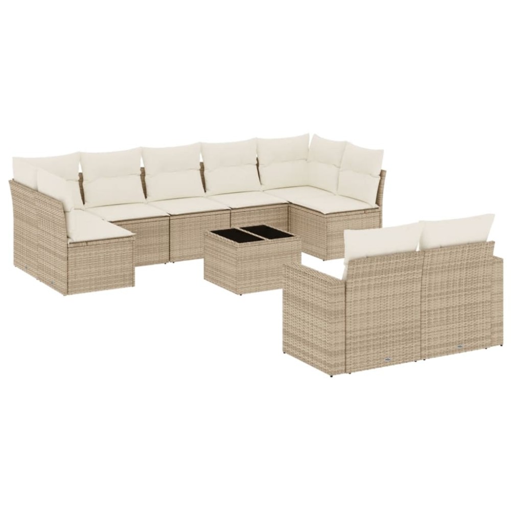 vidaXL Set canapele de grădină cu perne, 10 piese, bej, poliratan