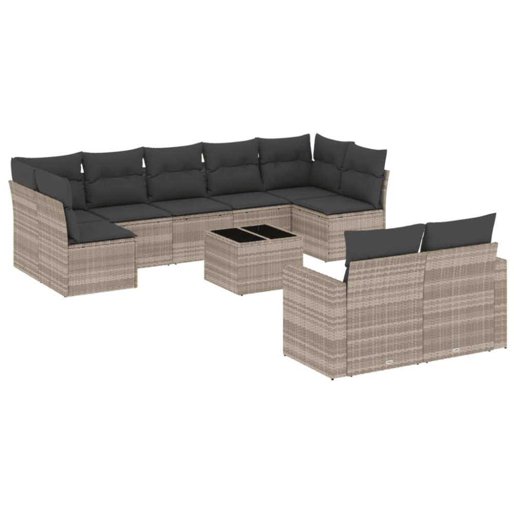 vidaXL Set canapele de grădină cu perne 10 piese gri deschis poliratan