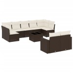 vidaXL Set canapele de grădină cu perne, 10 piese, maro, poliratan