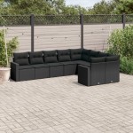 vidaXL Set mobilier de grădină cu perne, 9 piese, negru, poliratan vidaXL Set mobilier de grădină cu perne, 9 piese, negru, poliratan