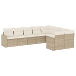 vidaXL Set canapele de grădină, 9 piese, cu perne, bej, poliratan