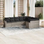 vidaXL Set canapele de grădină cu perne, 9 piese gri deschis poliratan vidaXL Set canapele de grădină cu perne, 9 piese gri deschis poliratan