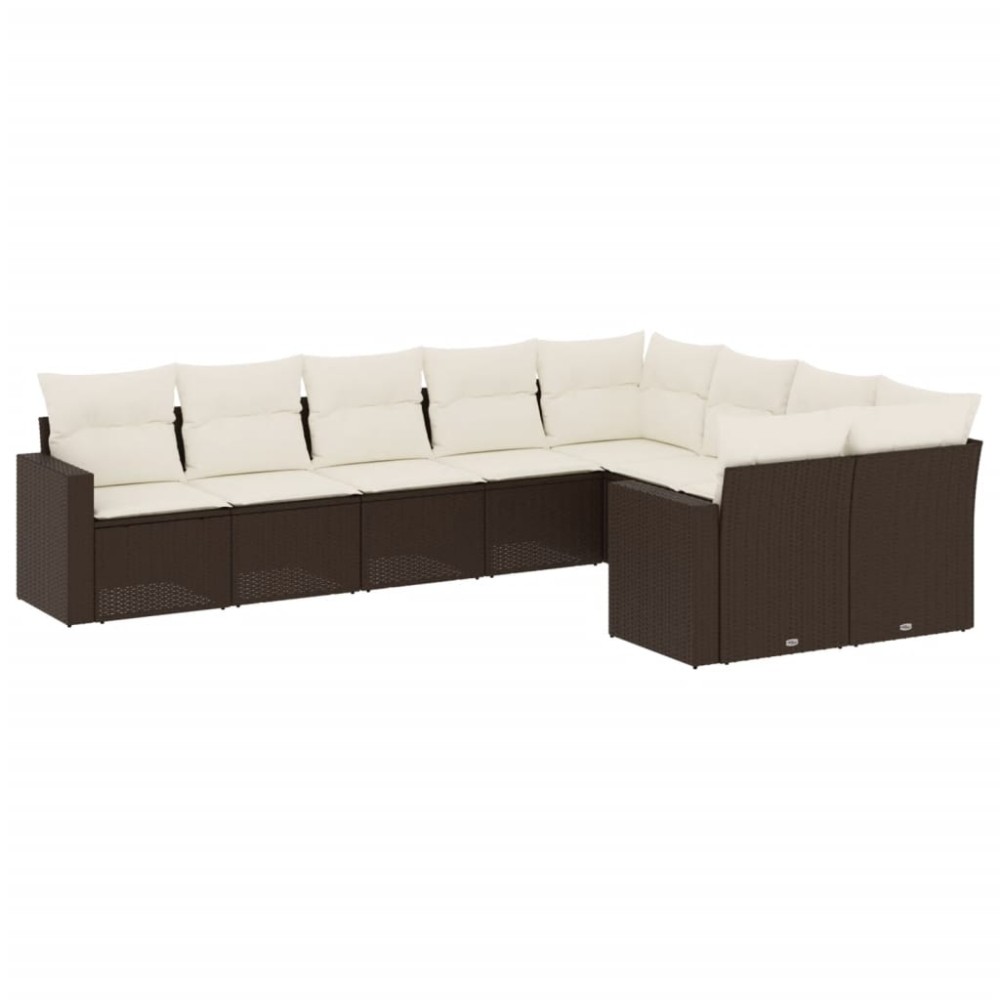 vidaXL Set canapele de grădină cu perne, 9 piese, maro, poliratan