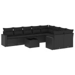 vidaXL Set canapele de grădină cu perne, 10 piese, negru, poliratan vidaXL Set canapele de grădină cu perne, 10 piese, negru, poliratan