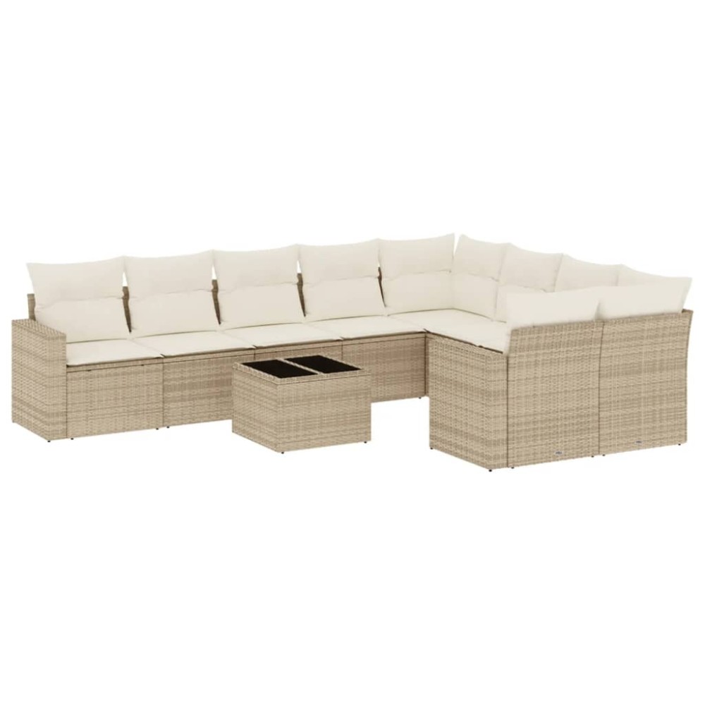 vidaXL Set canapele de grădină cu perne, 10 piese, bej, poliratan