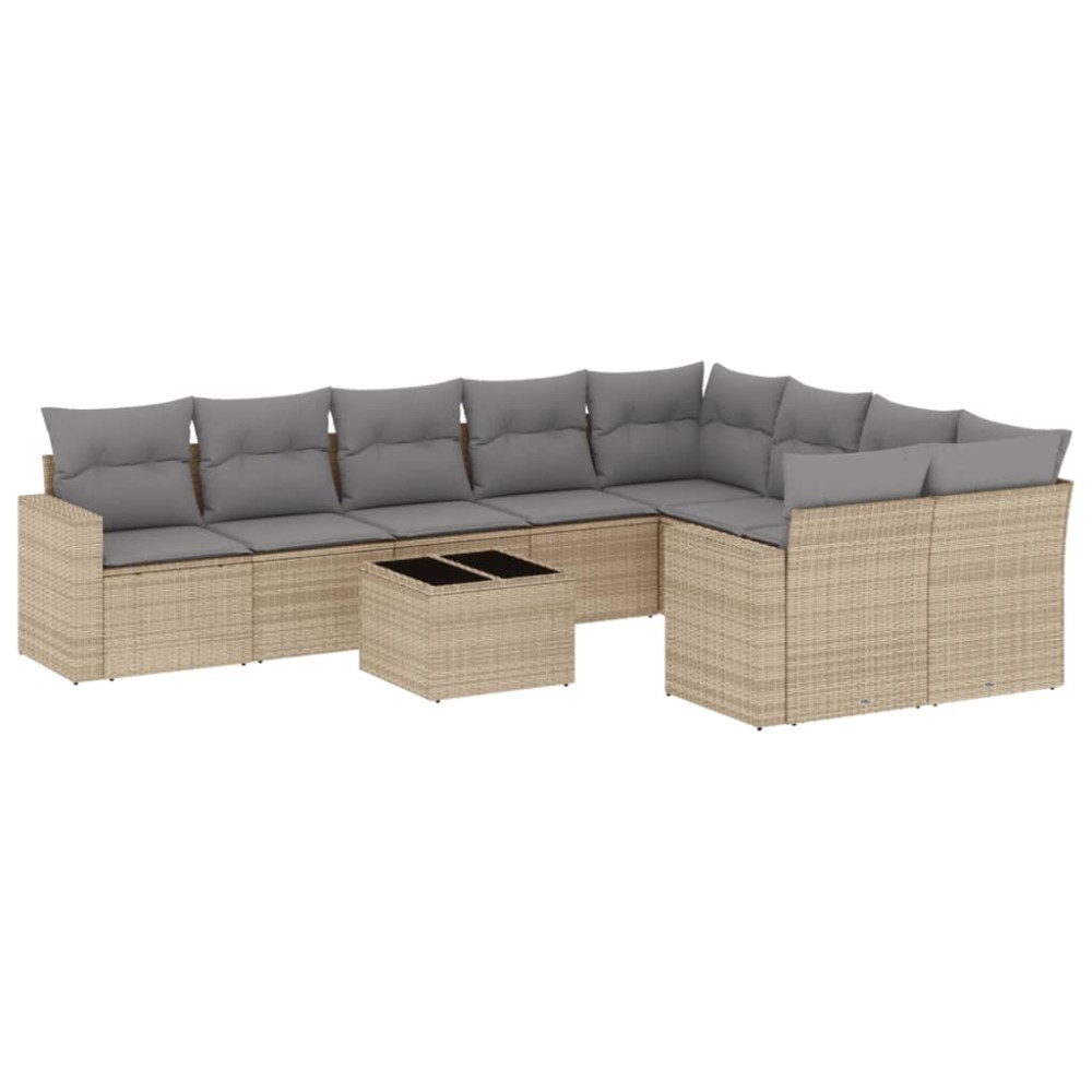 vidaXL Set canapele de grădină cu perne, 10 piese, bej, poliratan
