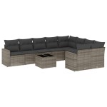 vidaXL Set mobilier de grădină cu perne, 10 piese, gri, poliratan vidaXL Set mobilier de grădină cu perne, 10 piese, gri, poliratan