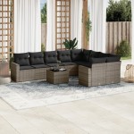 vidaXL Set mobilier de grădină cu perne, 10 piese, gri, poliratan vidaXL Set mobilier de grădină cu perne, 10 piese, gri, poliratan