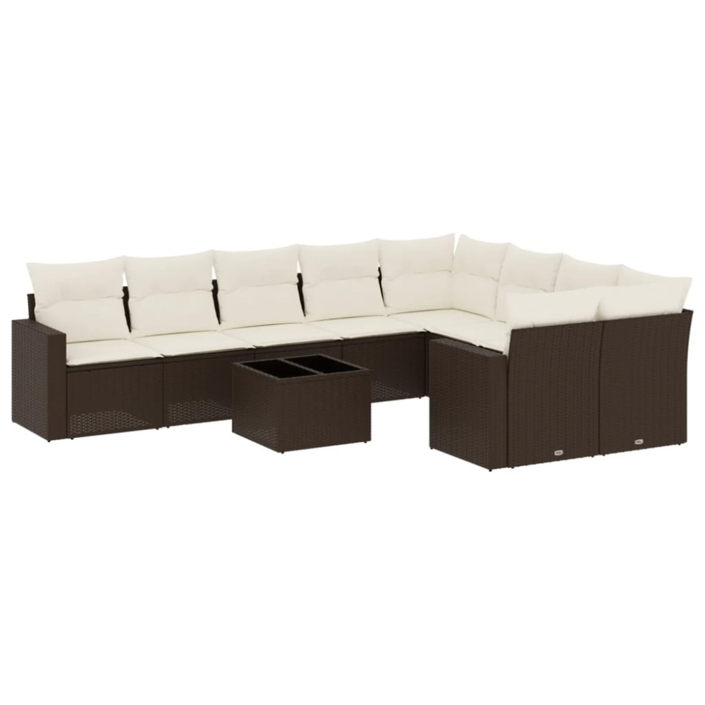 vidaXL Set canapele de grădină cu perne, 10 piese, maro, poliratan