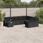 vidaXL Set canapele de grădină cu perne, 10 piese, negru, poliratan vidaXL Set canapele de grădină cu perne, 10 piese, negru, poliratan