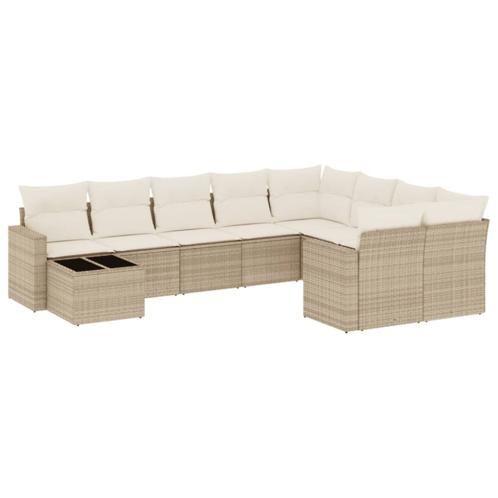vidaXL Set canapele de grădină cu perne, 10 piese, bej, poliratan