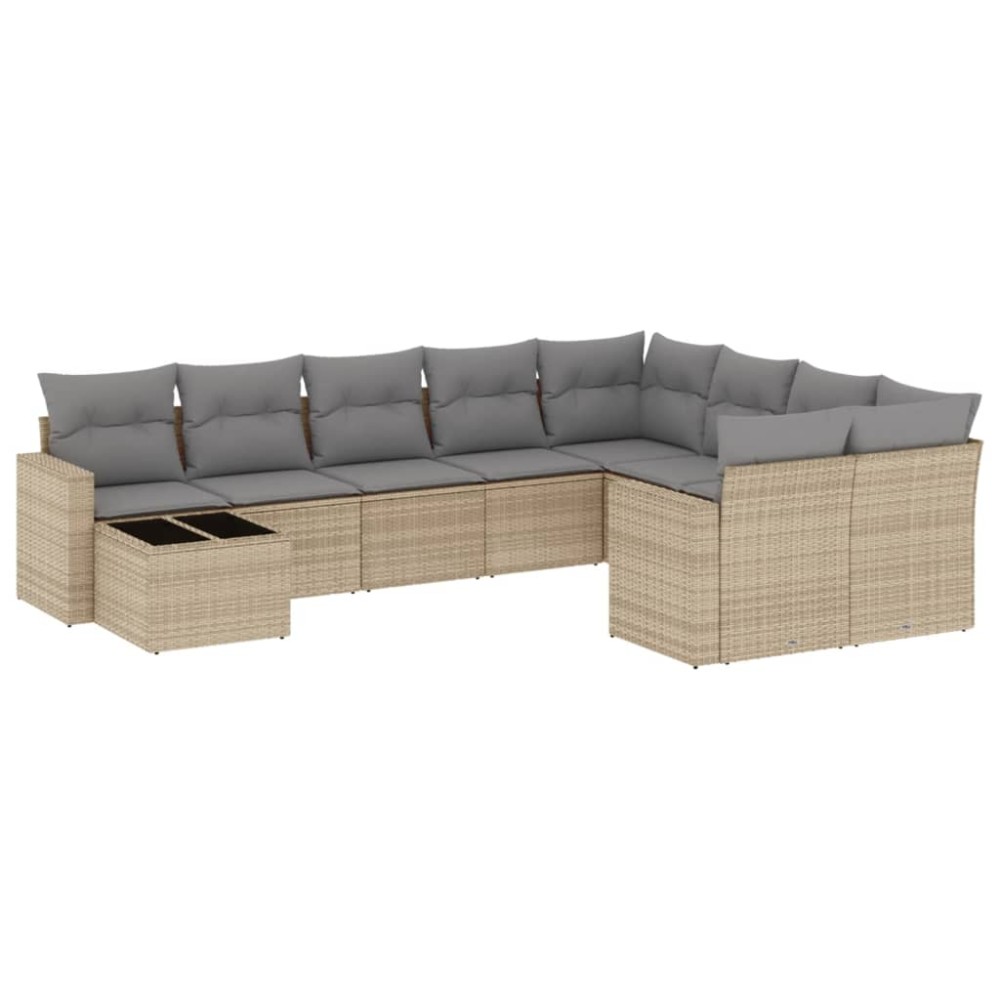 vidaXL Set canapele de grădină cu perne, 10 piese, bej, poliratan