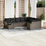 vidaXL Set mobilier de grădină cu perne, 10 piese, gri, poliratan vidaXL Set mobilier de grădină cu perne, 10 piese, gri, poliratan