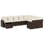 vidaXL Set canapele de grădină cu perne, 10 piese, maro, poliratan