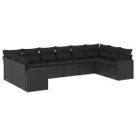 vidaXL Set canapele de grădină cu perne, 10 piese, negru, poliratan vidaXL Set canapele de grădină cu perne, 10 piese, negru, poliratan