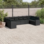 vidaXL Set canapele de grădină cu perne, 10 piese, negru, poliratan vidaXL Set canapele de grădină cu perne, 10 piese, negru, poliratan