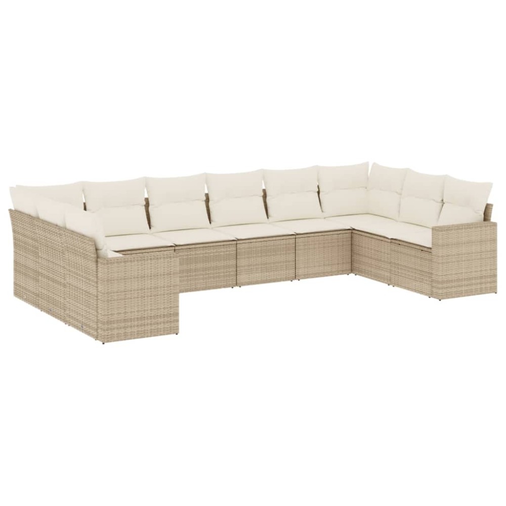 vidaXL Set canapele de grădină cu perne, 10 piese, bej, poliratan