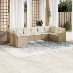 vidaXL Set canapele de grădină cu perne, 10 piese, bej, poliratan vidaXL Set canapele de grădină cu perne, 10 piese, bej, poliratan