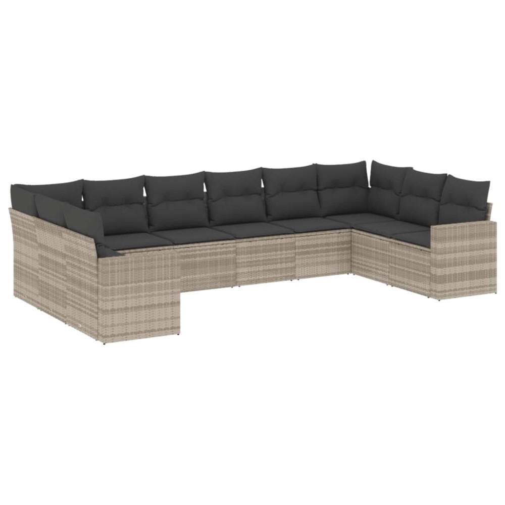 vidaXL Set canapele de grădină cu perne 10 piese gri deschis poliratan