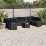 vidaXL Set canapele de grădină cu perne, 11 piese, negru, poliratan vidaXL Set canapele de grădină cu perne, 11 piese, negru, poliratan