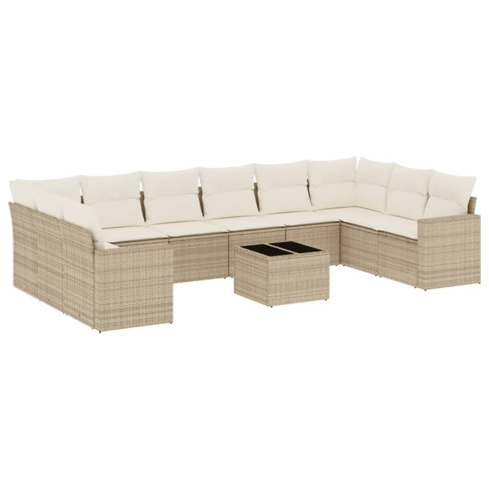 vidaXL Set canapele de grădină cu perne, 11 piese, bej, poliratan
