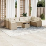vidaXL Set canapele de grădină cu perne, 11 piese, bej, poliratan vidaXL Set canapele de grădină cu perne, 11 piese, bej, poliratan