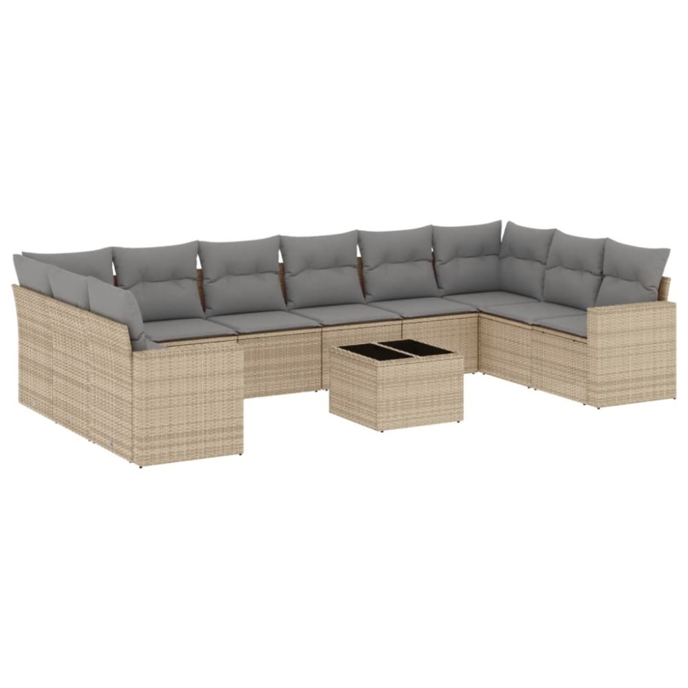 vidaXL Set canapele de grădină cu perne, 11 piese, bej, poliratan