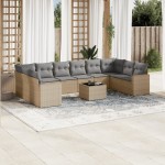 vidaXL Set canapele de grădină cu perne, 11 piese, bej, poliratan vidaXL Set canapele de grădină cu perne, 11 piese, bej, poliratan