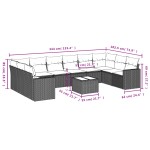 vidaXL Set canapele de grădină cu perne, 11 piese, gri, poliratan vidaXL Set canapele de grădină cu perne, 11 piese, gri, poliratan