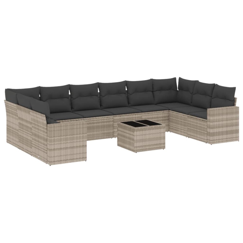 vidaXL Set canapele de grădină cu perne, 11 piese, gri, poliratan