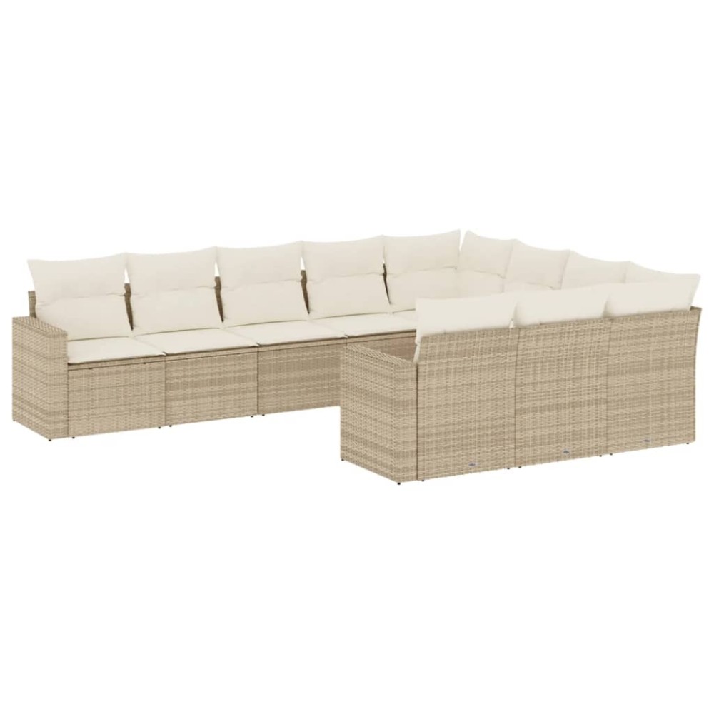 vidaXL Set canapele de grădină cu perne, 10 piese, bej, poliratan