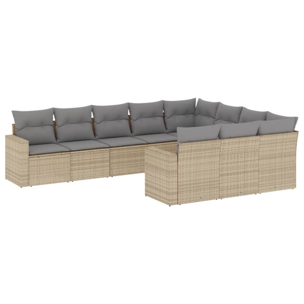 vidaXL Set canapele de grădină cu perne, 10 piese, bej, poliratan