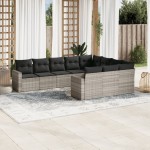 vidaXL Set canapele de grădină cu perne 10 piese gri deschis poliratan vidaXL Set canapele de grădină cu perne 10 piese gri deschis poliratan