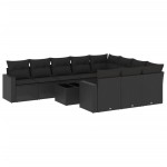 vidaXL Set canapele de grădină cu perne, 11 piese, negru, poliratan vidaXL Set canapele de grădină cu perne, 11 piese, negru, poliratan