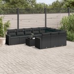 vidaXL Set canapele de grădină cu perne, 11 piese, negru, poliratan vidaXL Set canapele de grădină cu perne, 11 piese, negru, poliratan
