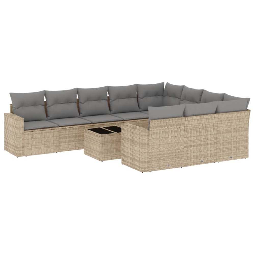 vidaXL Set canapele de grădină cu perne, 11 piese, bej, poliratan