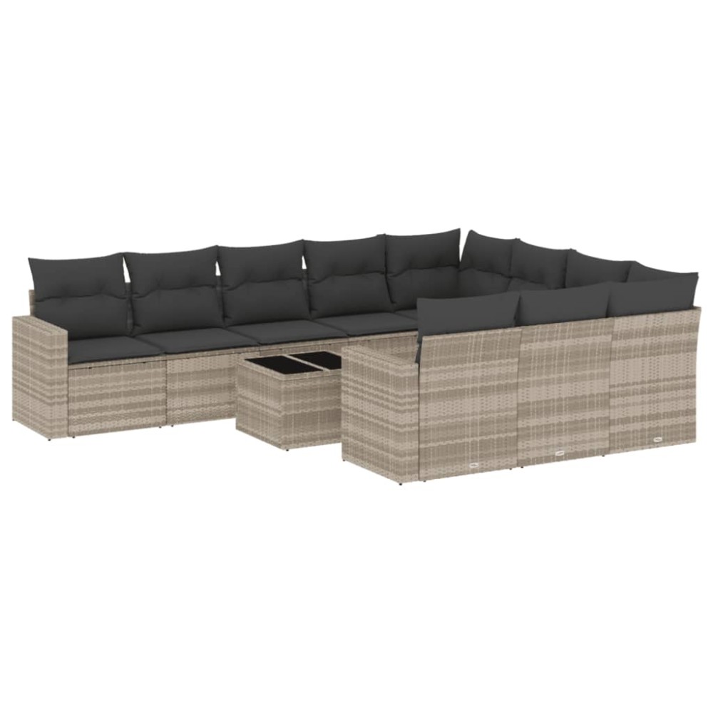 vidaXL Set canapele de grădină cu perne, 11 piese, gri, poliratan