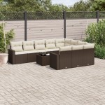 vidaXL Set canapele de grădină cu perne, 11 piese, maro, poliratan vidaXL Set canapele de grădină cu perne, 11 piese, maro, poliratan