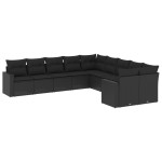 vidaXL Set canapele de grădină cu perne, 10 piese, negru, poliratan vidaXL Set canapele de grădină cu perne, 10 piese, negru, poliratan