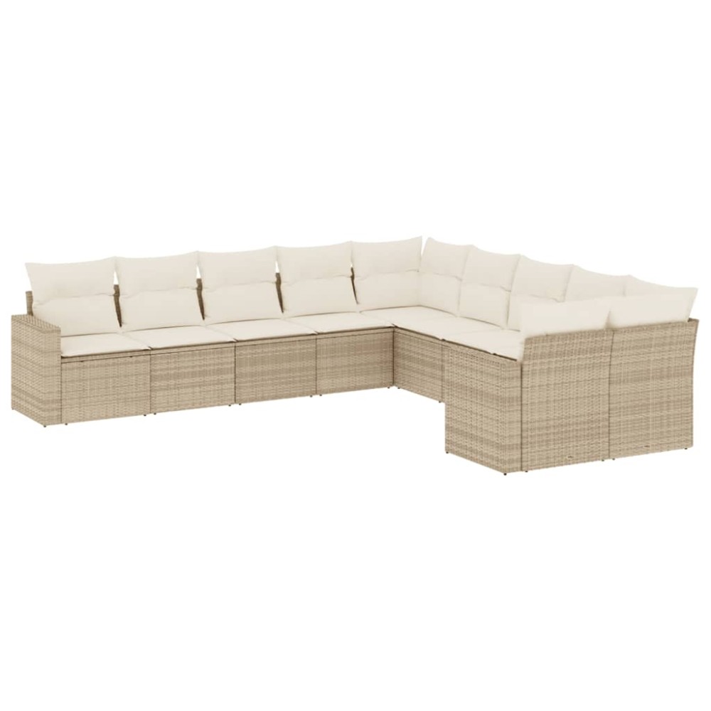vidaXL Set canapele de grădină cu perne, 10 piese, bej, poliratan