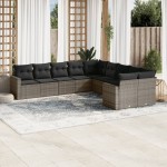 vidaXL Set mobilier de grădină cu perne, 10 piese, gri, poliratan vidaXL Set mobilier de grădină cu perne, 10 piese, gri, poliratan