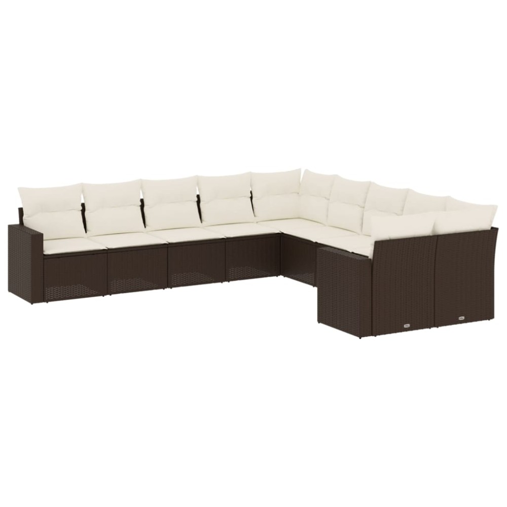 vidaXL Set canapele de grădină cu perne, 10 piese, maro, poliratan