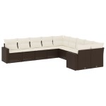vidaXL Set canapele de grădină cu perne, 10 piese, maro, poliratan