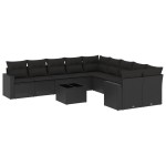 vidaXL Set canapele de grădină cu perne, 11 piese, negru, poliratan vidaXL Set canapele de grădină cu perne, 11 piese, negru, poliratan