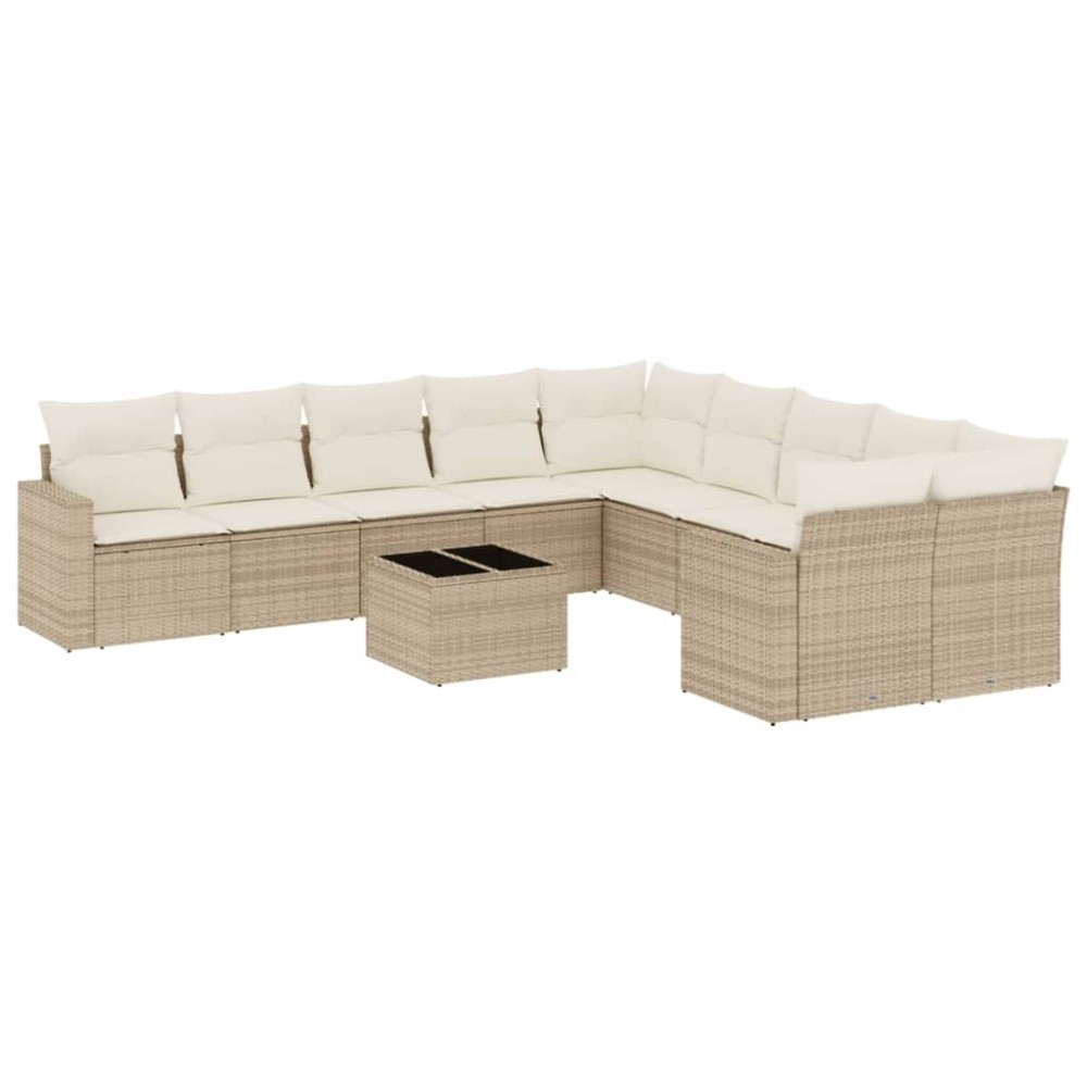 vidaXL Set canapele de grădină cu perne, 11 piese, bej, poliratan