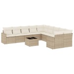 vidaXL Set canapele de grădină cu perne, 11 piese, bej, poliratan